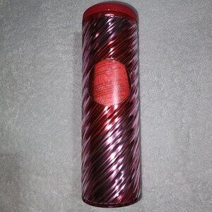 Starbucks 2022 Holiday Candy Cane Swirl Acrylic Tumbler 16oz Travel Mug Pink